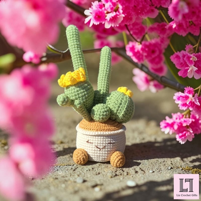 Gehäkelter Blumenakzent Kaktus