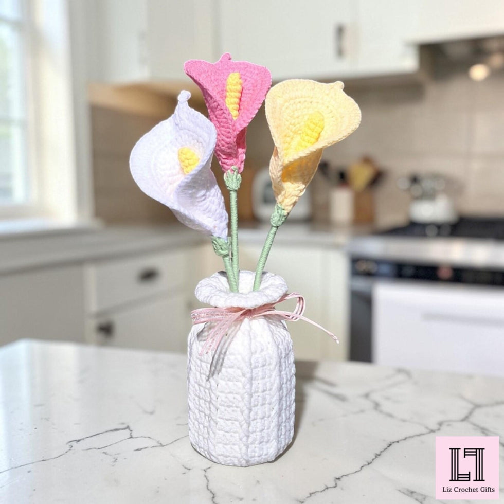 Gehäkelter Blumenstrauß Calla