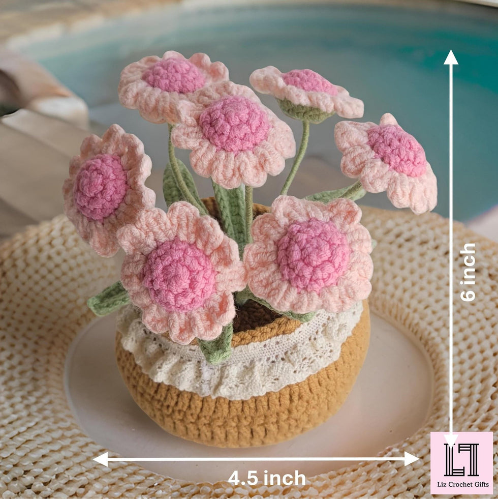 Gehäkelter Blumenstrauß Gänseblümchen