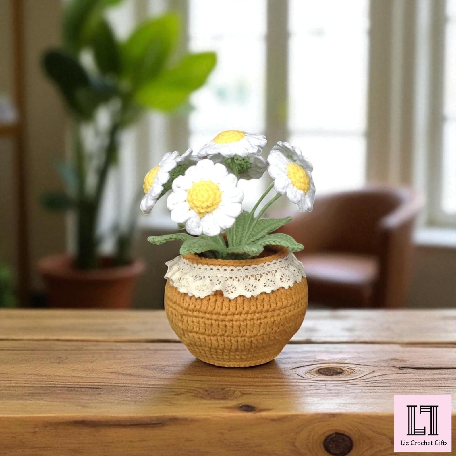 Gehäkelter Blumenstrauß Gänseblümchen