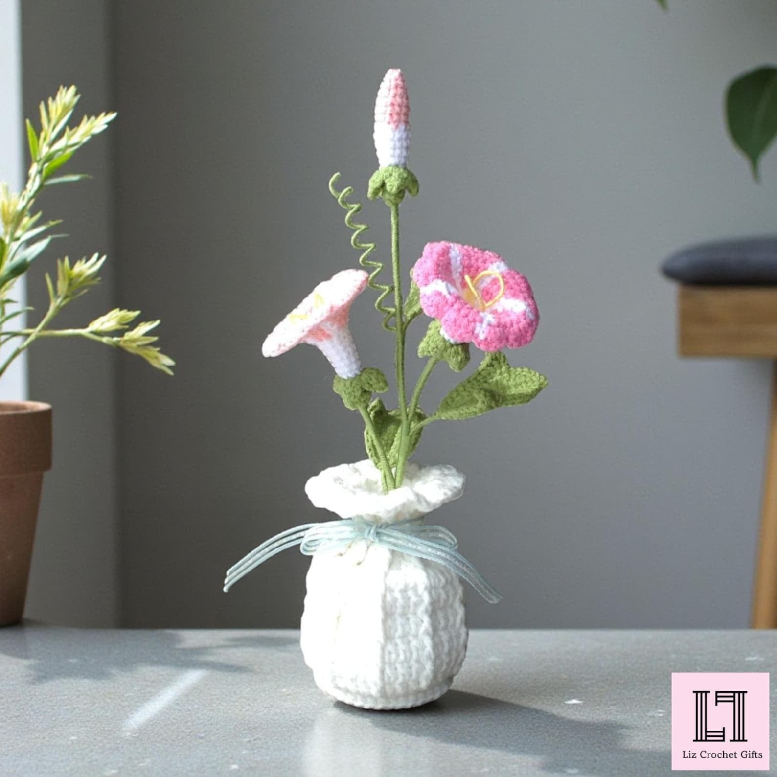 Gehäkelter Blumenstrauß Prunkwinde