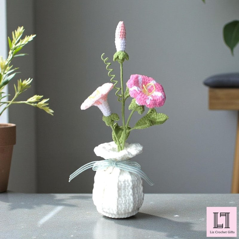 Gehäkelter Blumenstrauß Prunkwinde