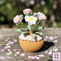 Gehäkelter Blumenstrauß Rose & Gänseblümchen