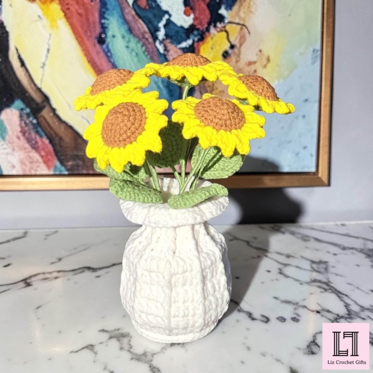 Gehäkelter Blumenstrauß Sonnenblume