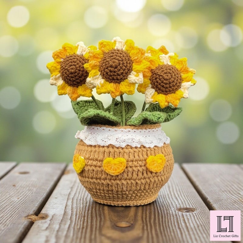 Gehäkelter Blumenstrauß Sonnenblume