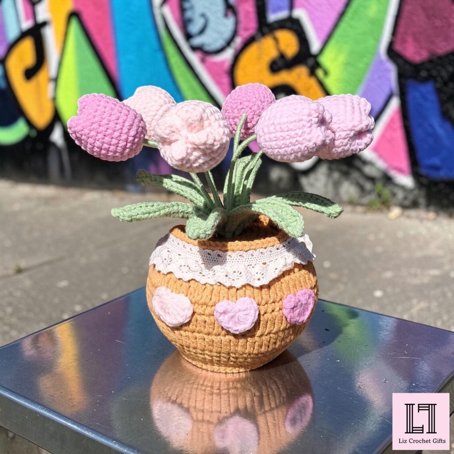 Gehäkelter Blumenstrauß Tulpe