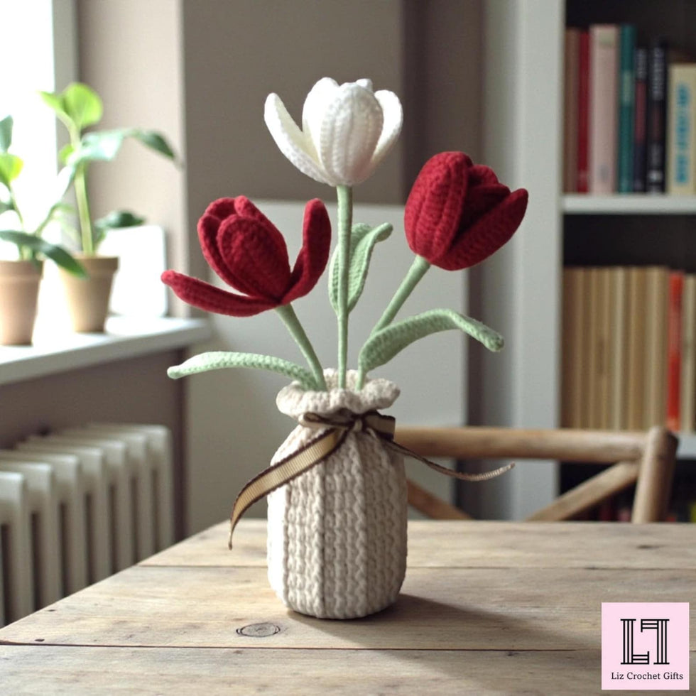 Gehäkelter Blumenstrauß Tulpe