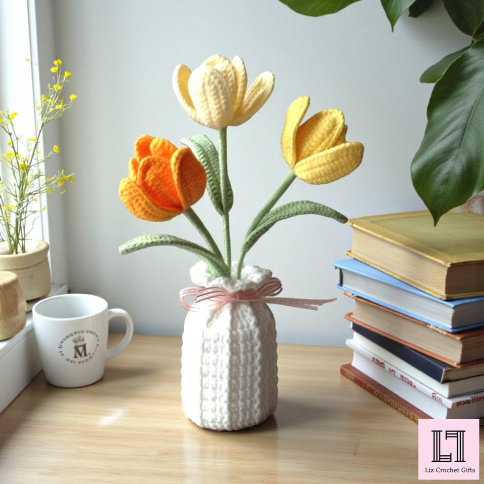 Gehäkelter Blumenstrauß Tulpe