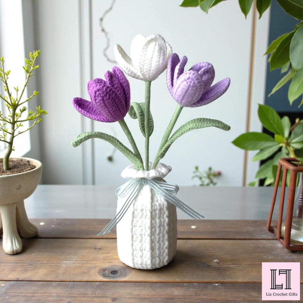 Gehäkelter Blumenstrauß Tulpe