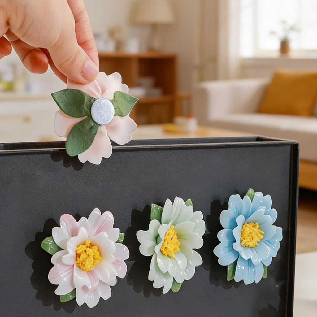 Handgemachte Keramik-Blumenmagnete