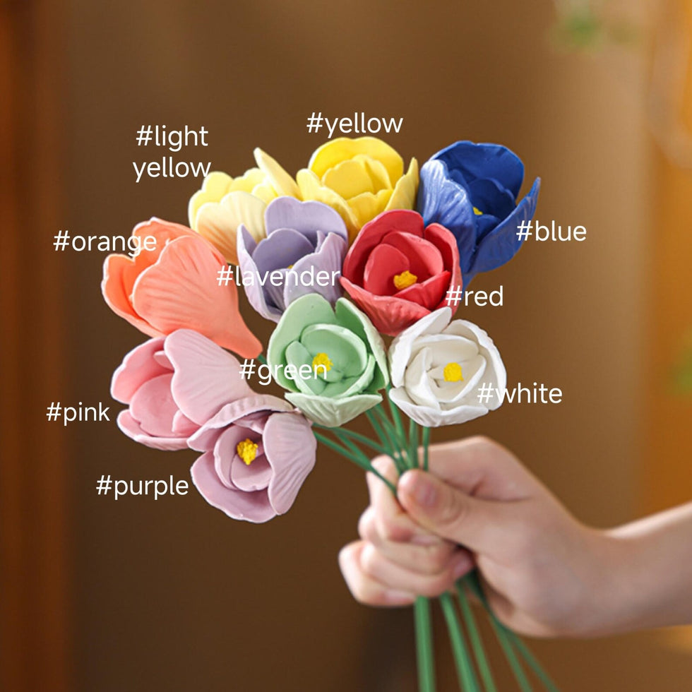 Handgemachte Keramik-Blumenskulptur Tulpe