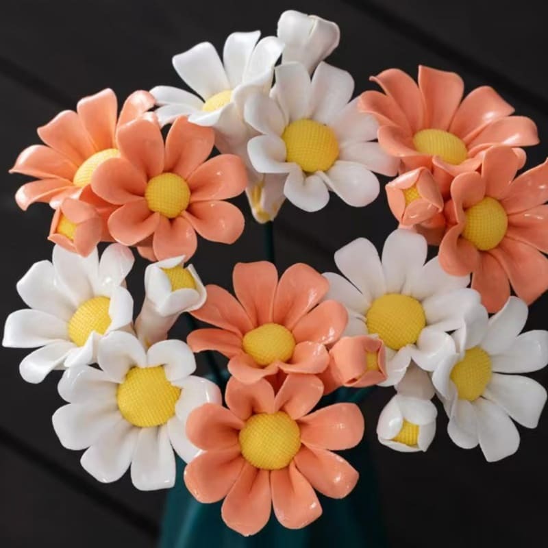 Handgemachter Keramik-Blumenstrauß Gänseblümchen & Calla