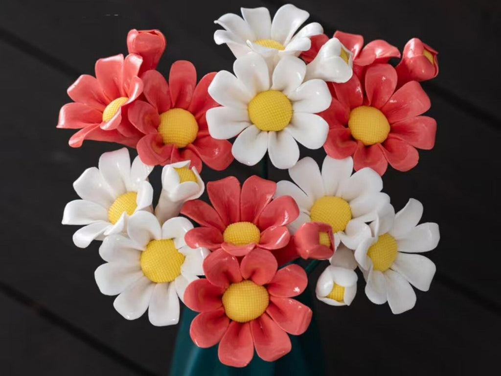 Handgemachter Keramik-Blumenstrauß Gänseblümchen & Calla