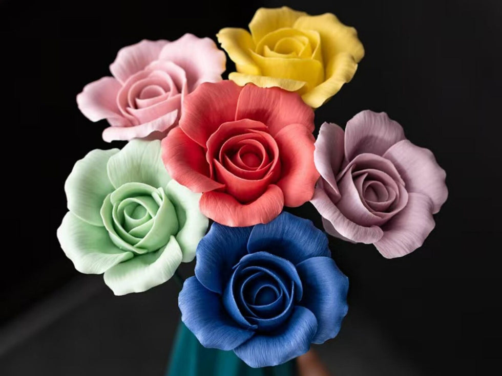 Handgemachter Keramik-Blumenstrauß Rose