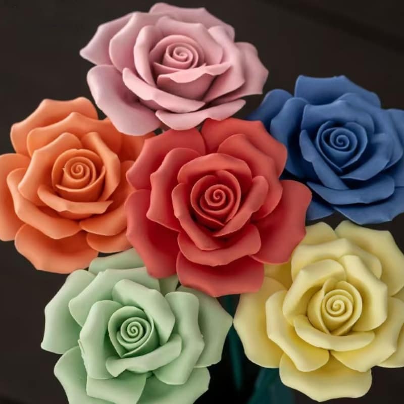 Handgemachter Keramik-Blumenstrauß Sonnenblume & Gänseblümchen