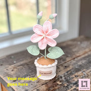 Personalisierte gehäkelte Blume im Topf mit Anhänger