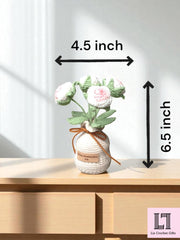 Personalisierter gehäkelter Blumenstrauß Rose mit Anhänger