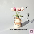Personalisierter gehäkelter Blumenstrauß Tulpe mit Anhänger