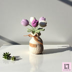 Personalisierter gehäkelter Blumenstrauß Tulpe mit Anhänger